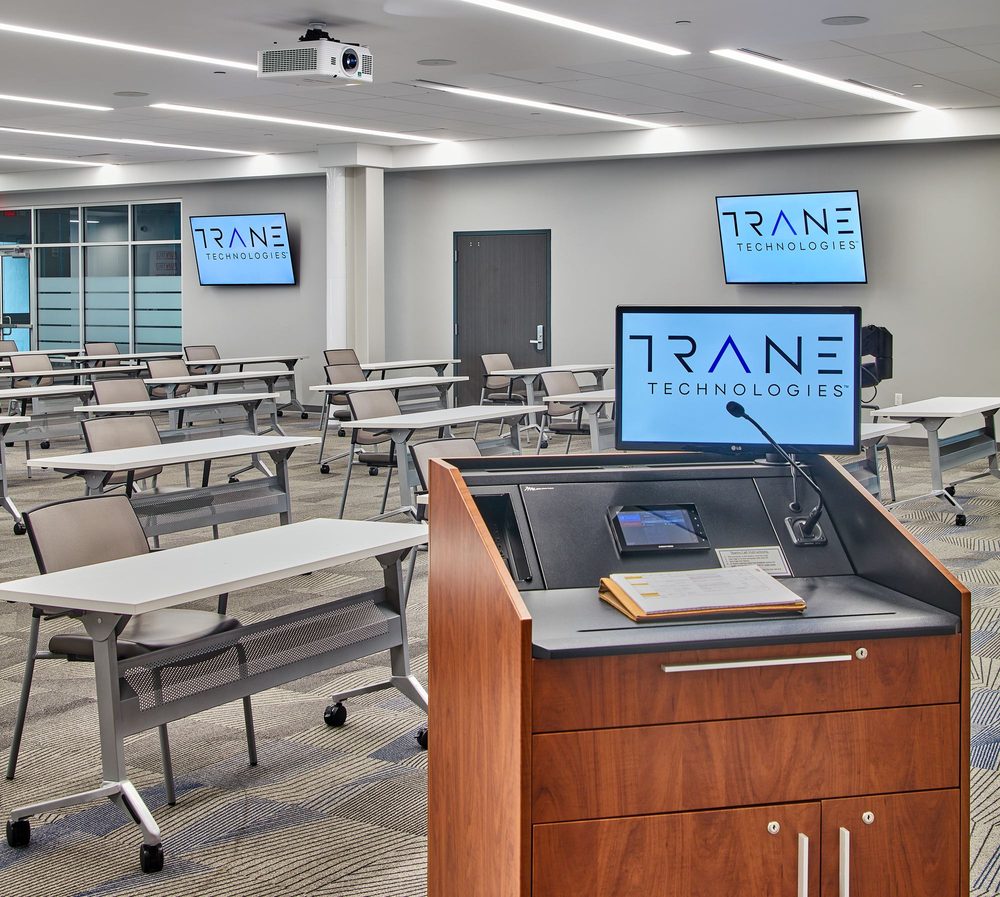 Corporate training room lectern